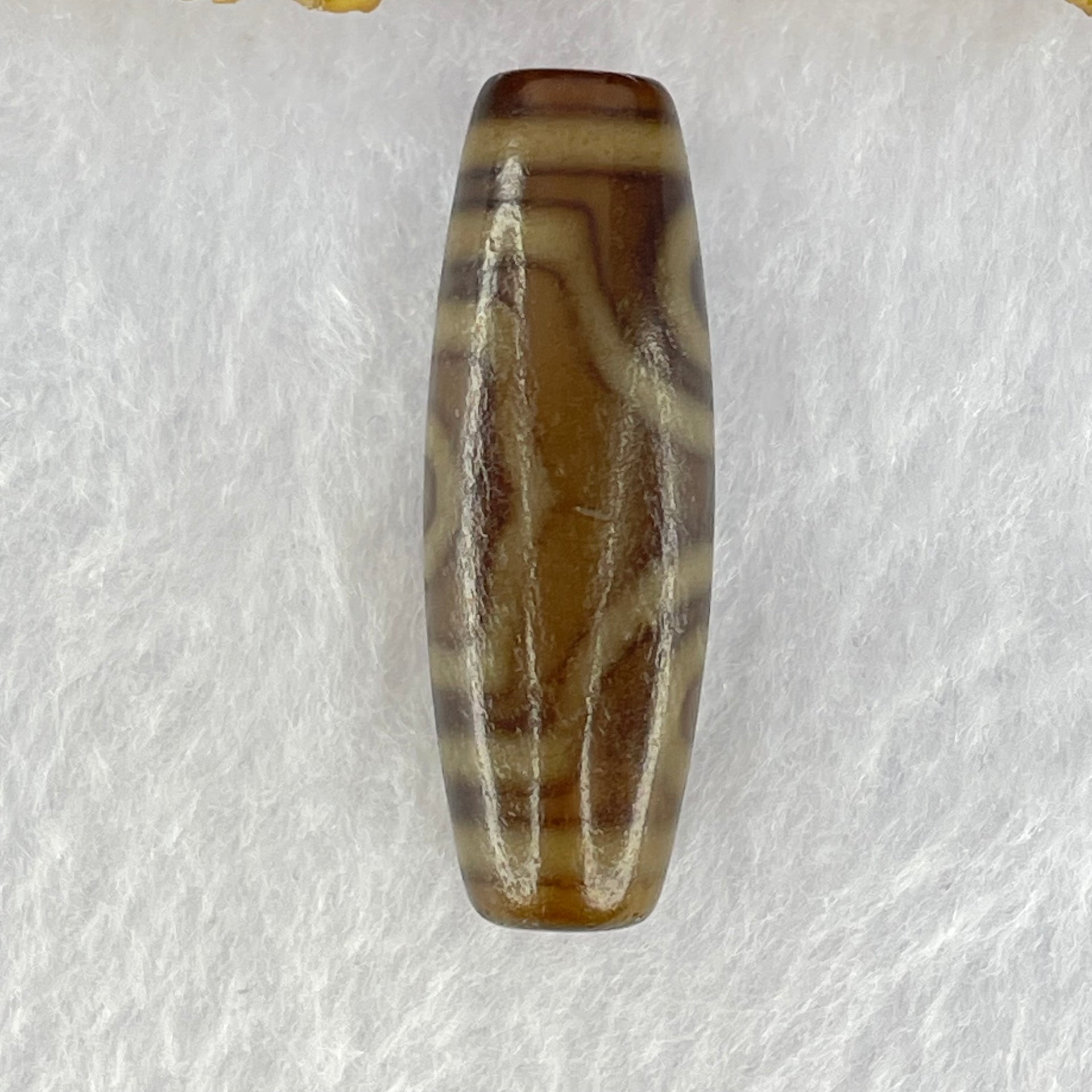 Natural Powerful Tibetan Old Oily Agate 3 Eyes Dzi Bead Heavenly Master (Tian Zhu) 三眼天诛 9.77g 38.1 by 13.0mm - Huangs Jadeite and Jewelry Pte Ltd