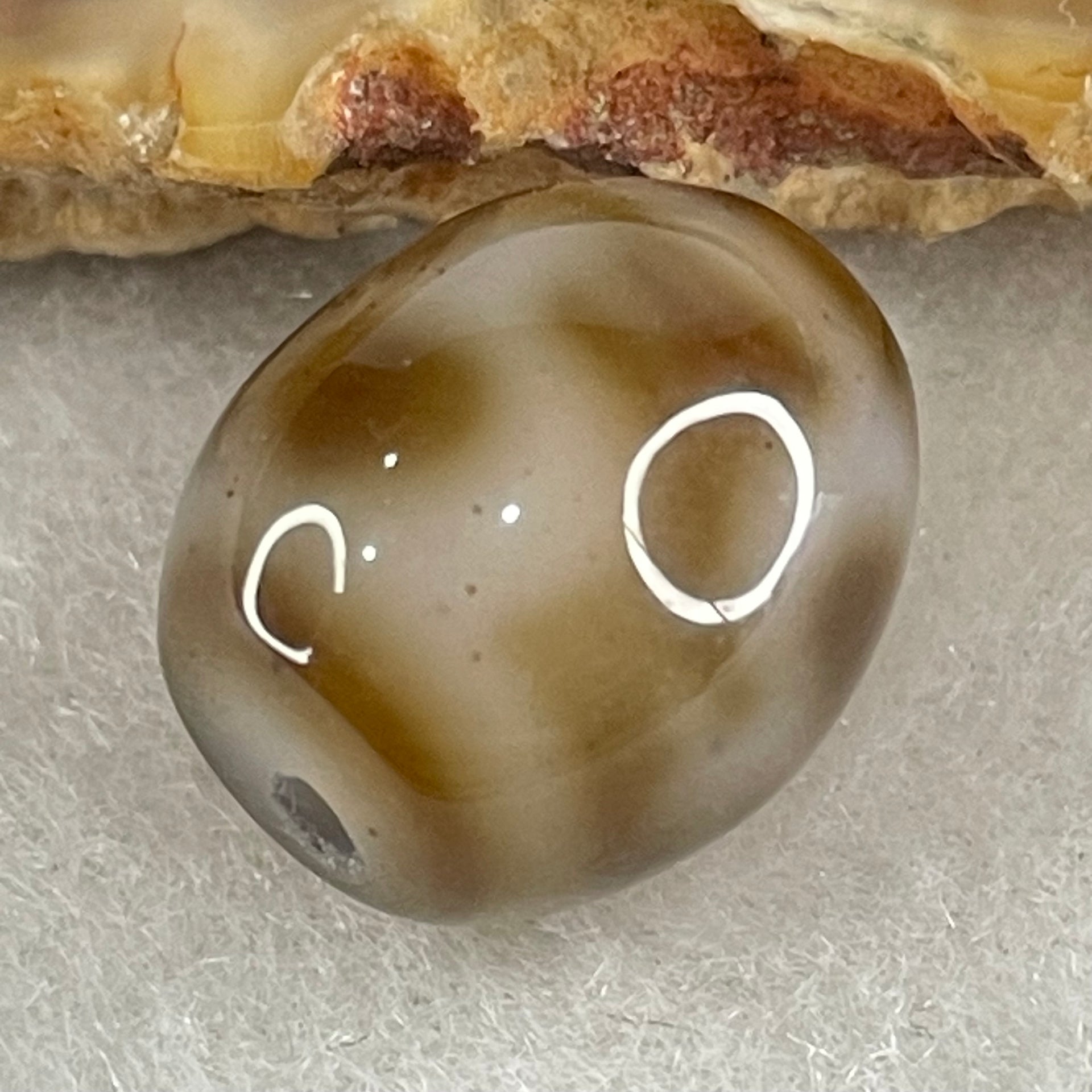 Natural Powerful Tibetan Old Oily Agate 4 Nectar Vessel Dzi Bead Heavenly Master (Tian Zhu) 花蜜容器天珠 2.73g 13.4 by 12.1mm - Huangs Jadeite and Jewelry Pte Ltd