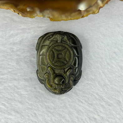 Natural Black Osidian Dragon Tortoise Charm 15.82g 32.8 by 24.1 by 13.6mm - Huangs Jadeite and Jewelry Pte Ltd