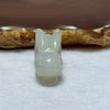 Type A Light Lavender Green Jadeite Rabbit Pendant 13.12g 31.6 by 12.8 by 17.8mm - Huangs Jadeite and Jewelry Pte Ltd