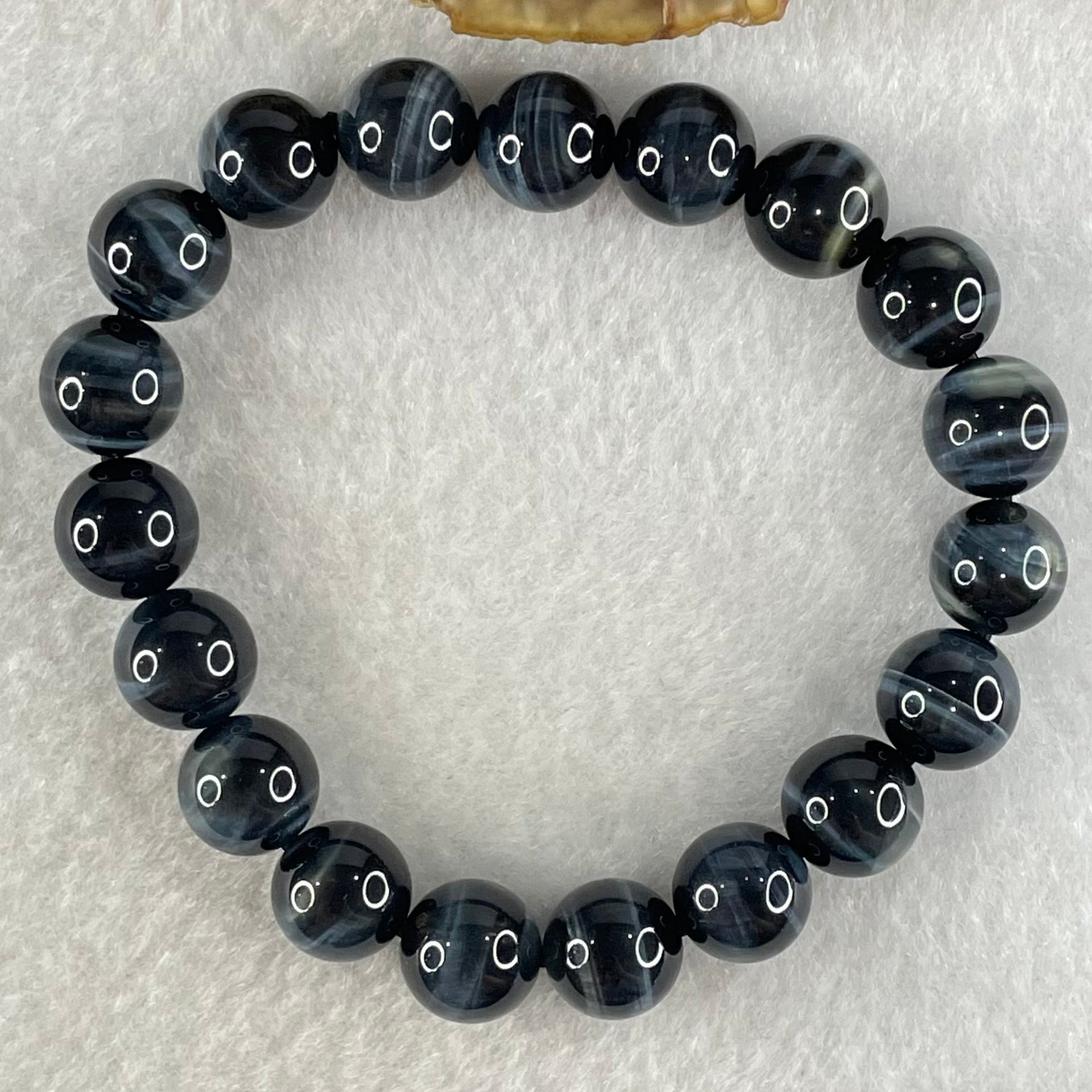 Natural Blue Tiger Eye Quartz Beads Bracelet 29.81g 17cm 10.6mm 19 Beads - Huangs Jadeite and Jewelry Pte Ltd