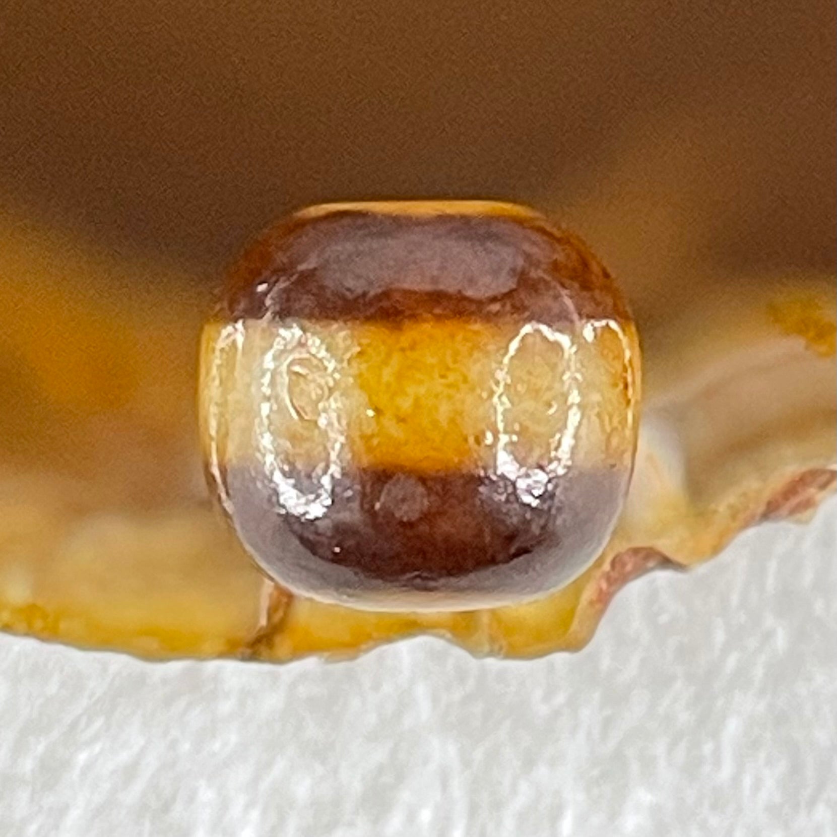 Natural Powerful Tibetan Old Oily Agate 1 Line Dzi Bead Heavenly Master (Tian Zhu) 1.86g 10.1 by 10.9mm - Huangs Jadeite and Jewelry Pte Ltd