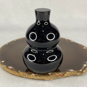 Natural Black Obsidian Hulu Display 301.75g 84.5 by 56.8mm - Huangs Jadeite and Jewelry Pte Ltd