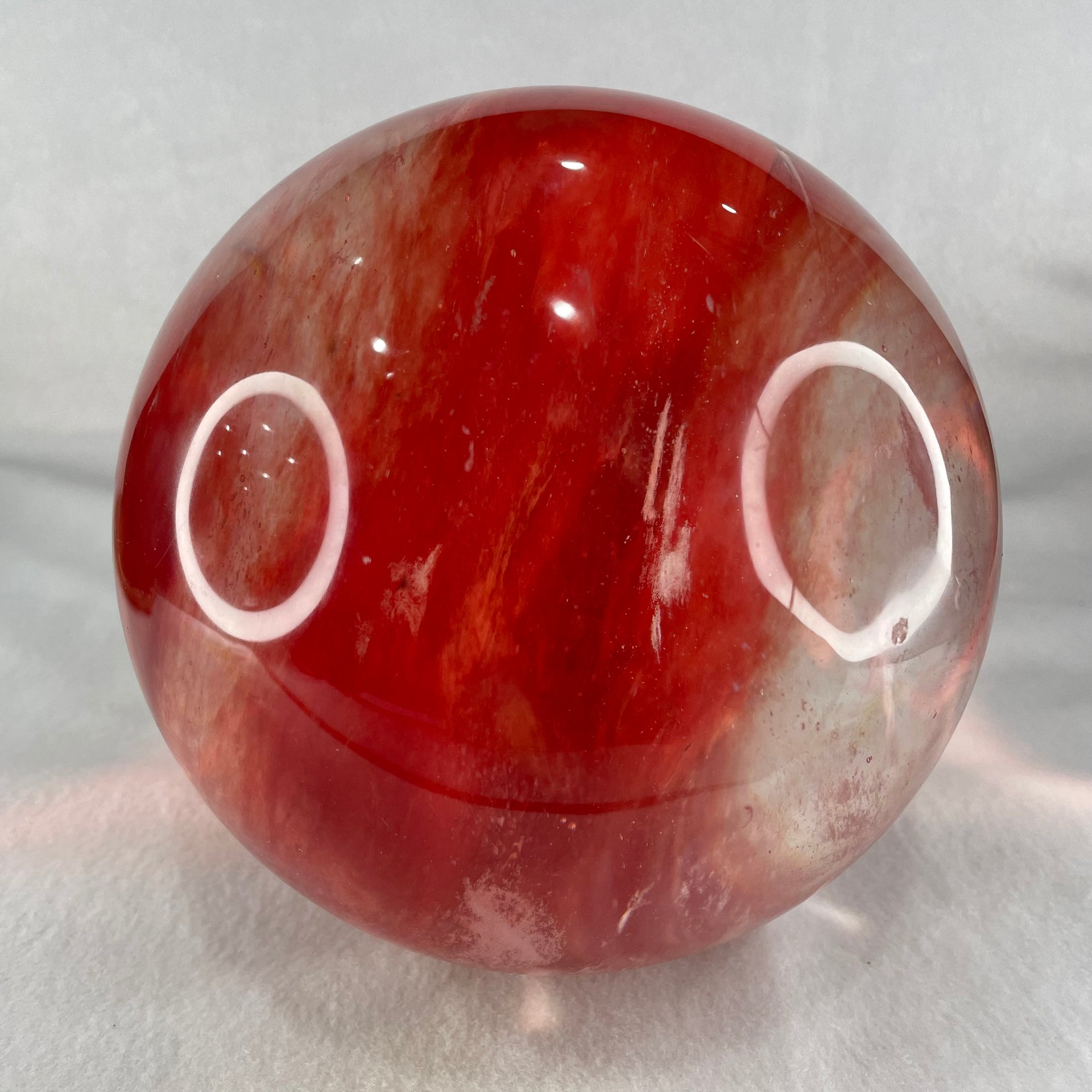 Cherry Quartz Sphere Ball with Wooden Stand 3,320.5g 145.0 by 170.0mm - Huangs Jadeite and Jewelry Pte Ltd