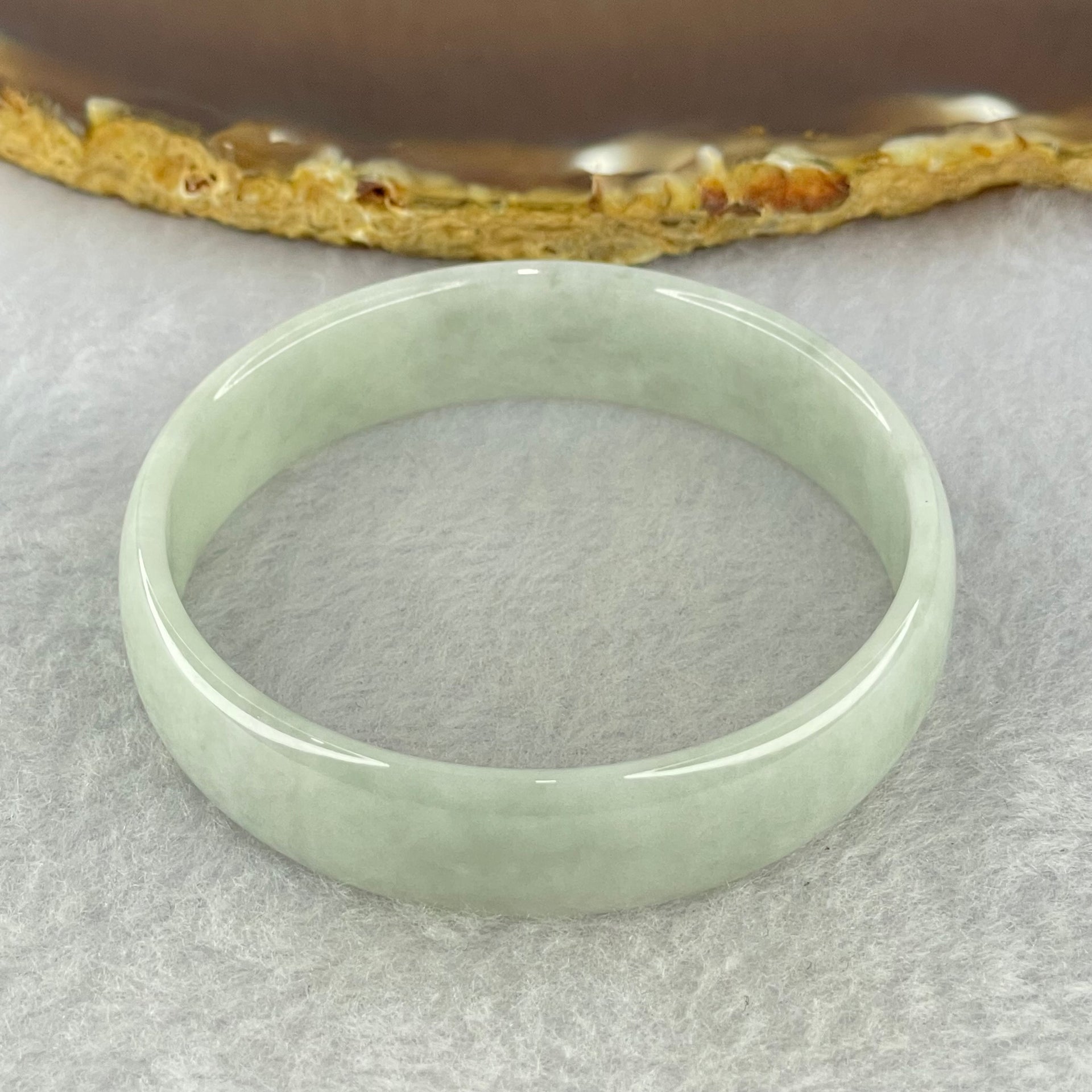 Type A Faint Lavender Green Jadeite Bangle Internal Diameter 52.5mm 23.67g 12.9 by 4.0mm (Close to Perfect) - Huangs Jadeite and Jewelry Pte Ltd
