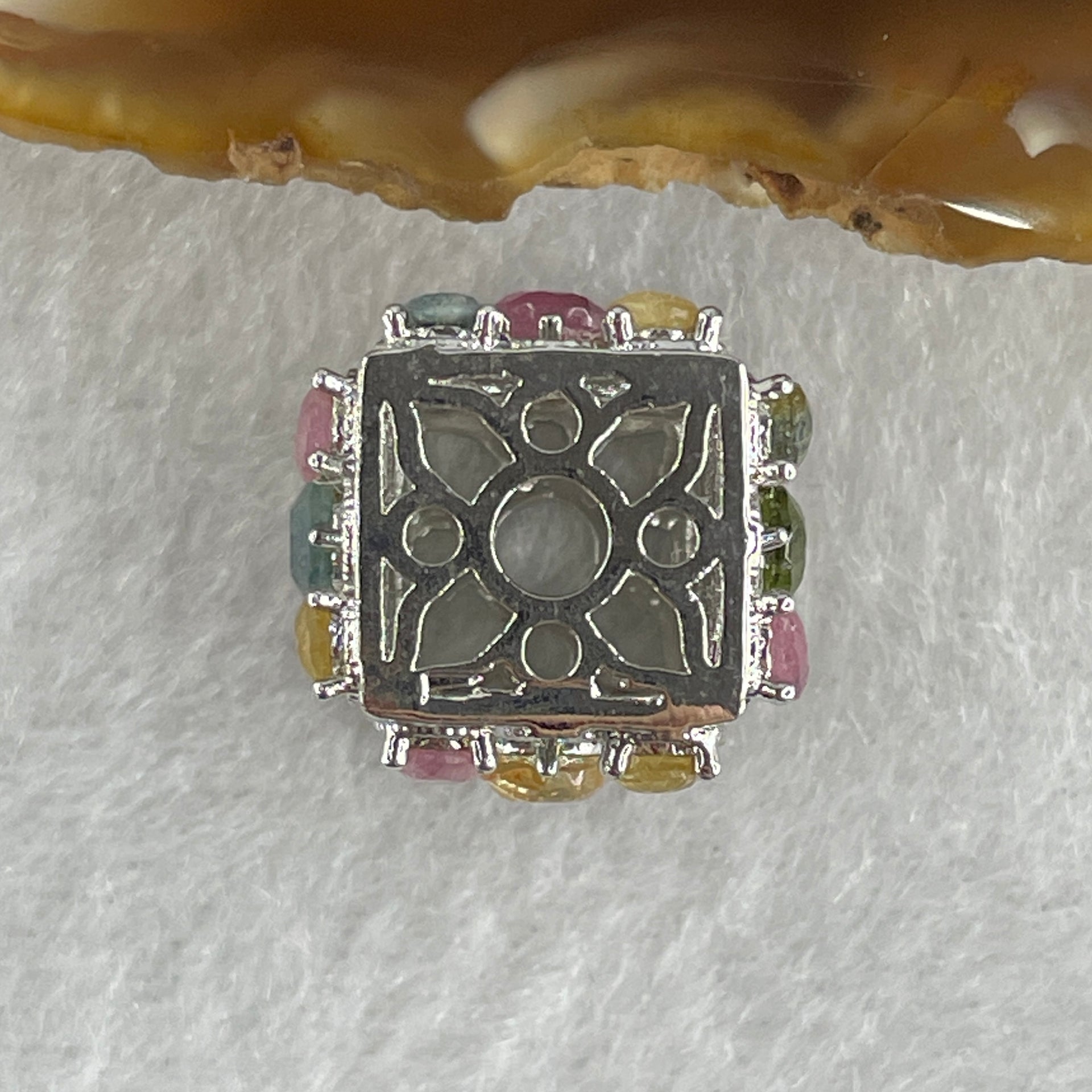 Natural Tourmaline Crystal in S925 Sliver Box Shape Pendant 5.08g 3.9 by 1.5mm - Huangs Jadeite and Jewelry Pte Ltd