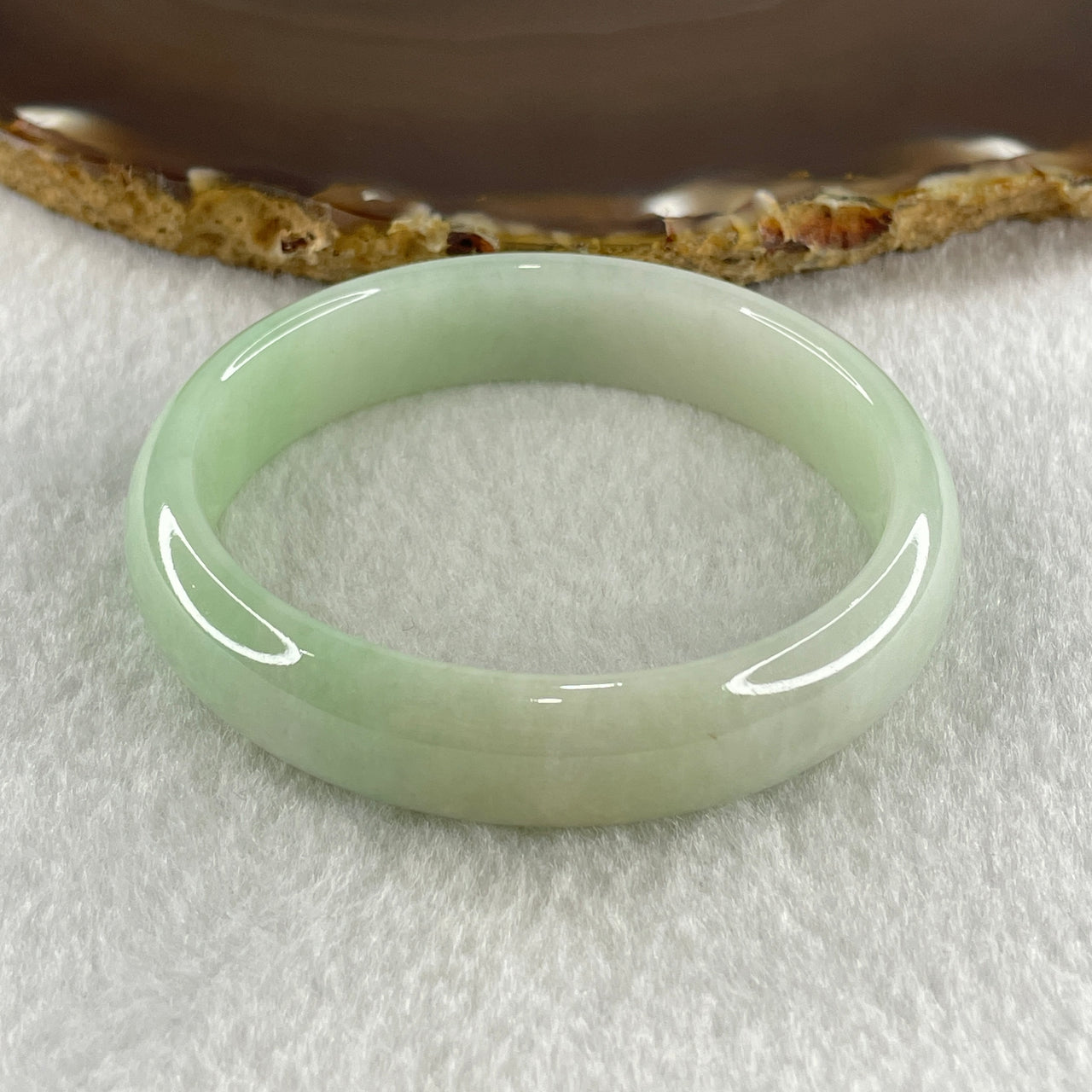 Natural Type A Light Green with White and Yellow Jadeite Oval Bangle 36.02g Inner Diameter 52.1mm 12.7 by 6.2mm (Close to Perfect) - Huangs Jadeite and Jewelry Pte Ltd