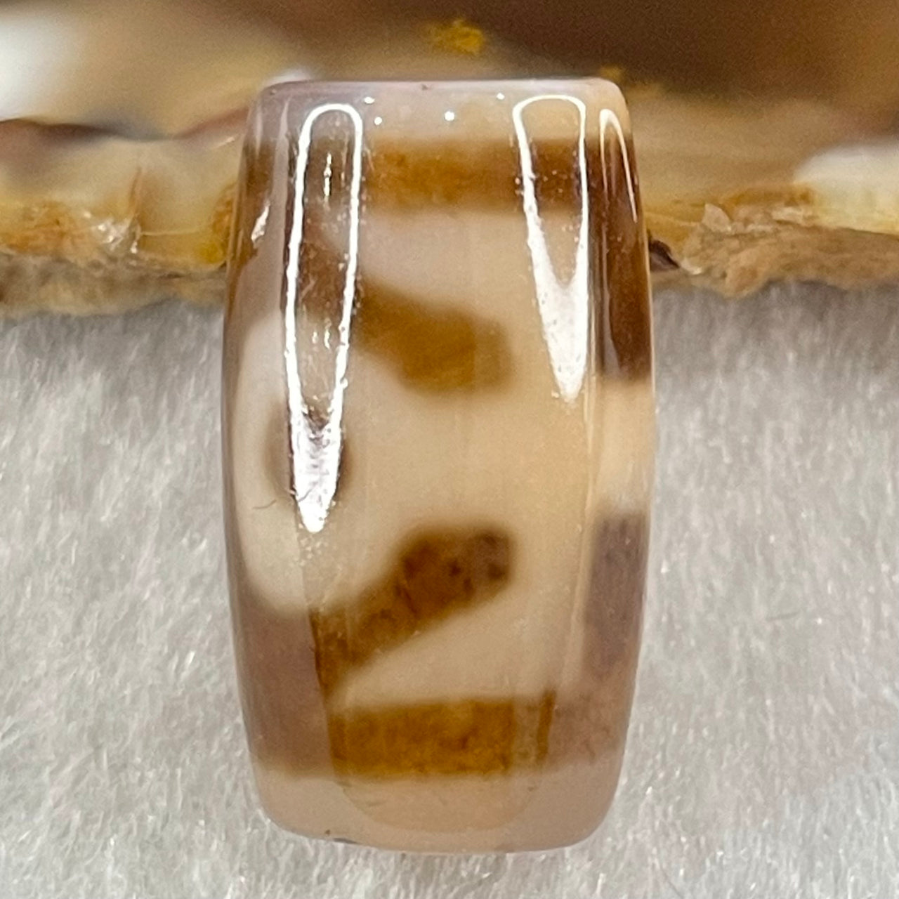 Natural Powerful Tibetan Old Oily Agate Patina Guiren Tairen Human Dzi Bead Totem Amulet Heavenly Master (Tian Zhu) 贵人天诛 4.88g 20.6 by 11.7mm - Huangs Jadeite and Jewelry Pte Ltd