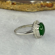 Type A Green Jadeite with Diamonds in 18K White Gold 3.60g 11.5 by 9.3 by 4.2mm - Huangs Jadeite and Jewelry Pte Ltd