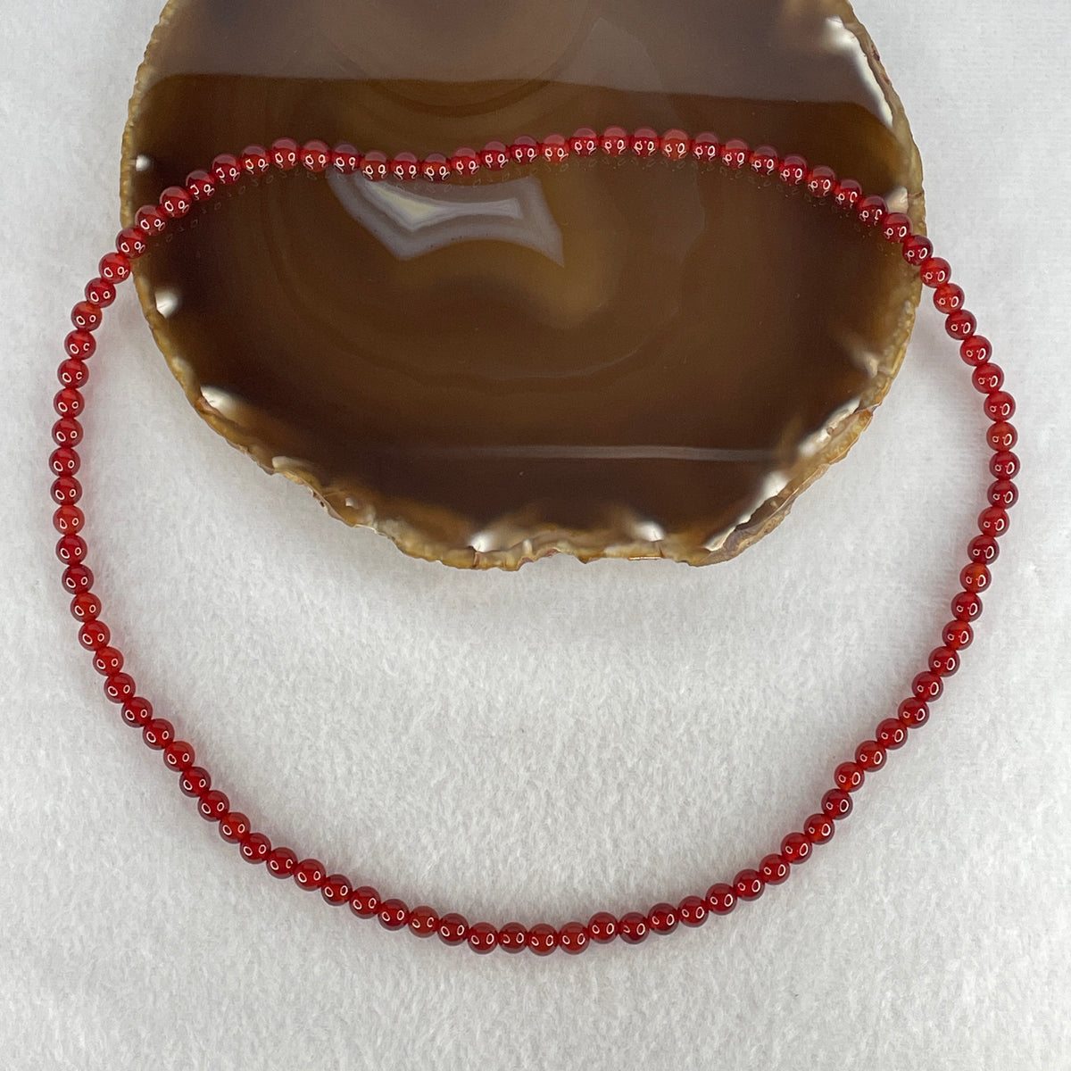 Natural Red Agate Beads Necklace | 6.1mm Crimson Vitality (26.72g | 52cm Length | 93 Beads)