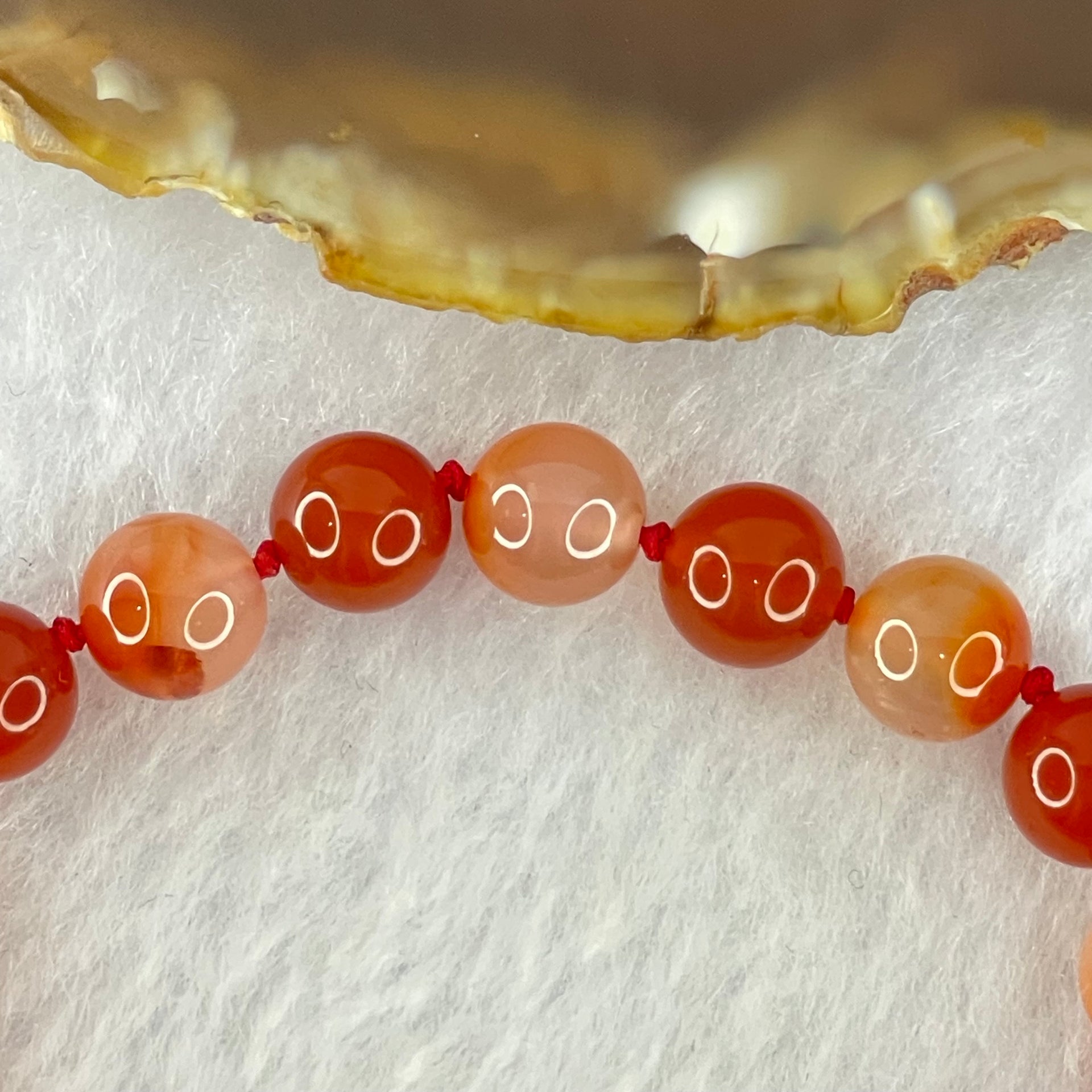 Natural Carnelian Agate Beads Bracelet 13.00g 13.5cm 8.1mm 24 Beads - Huangs Jadeite and Jewelry Pte Ltd