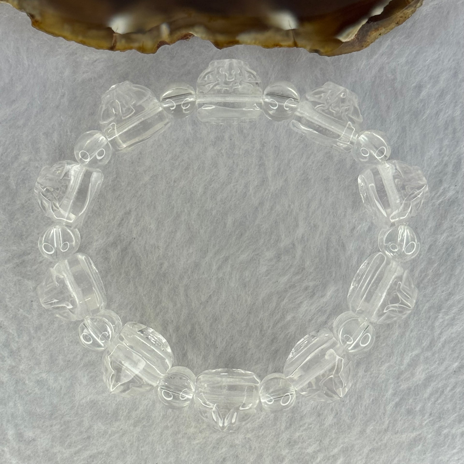 Natural Clear Quartz Dragon Turtle and Beads Bracelet 56.42g 17cm 17.9 by 13.2 by 11.7mm 10 Dragon Turtle - Huangs Jadeite and Jewelry Pte Ltd