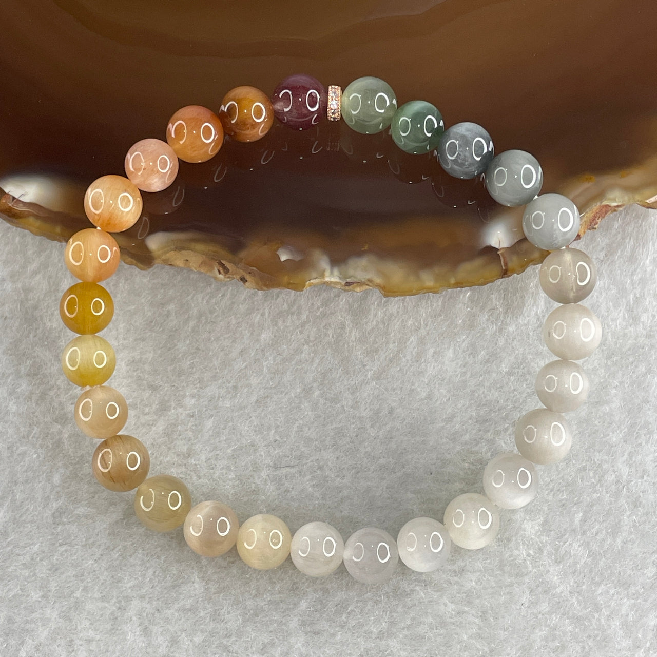 Good Grade Natural Muti Color Rabbit Hair Rutilated Quartz Beads Bracelet 11.15g 15.5cm 6.9mm 27 Beads - Huangs Jadeite and Jewelry Pte Ltd