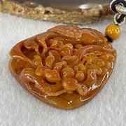 Grandmaster Type A Translucent Brownish Orange to Brownish Red with Light Blueish Green Jadeite Bird with Flower 花开富贵 Pendant 53.67g 49.27 by 46.37 by 12.66mm With NGI Cert 82838746 - Huangs Jadeite and Jewelry Pte Ltd