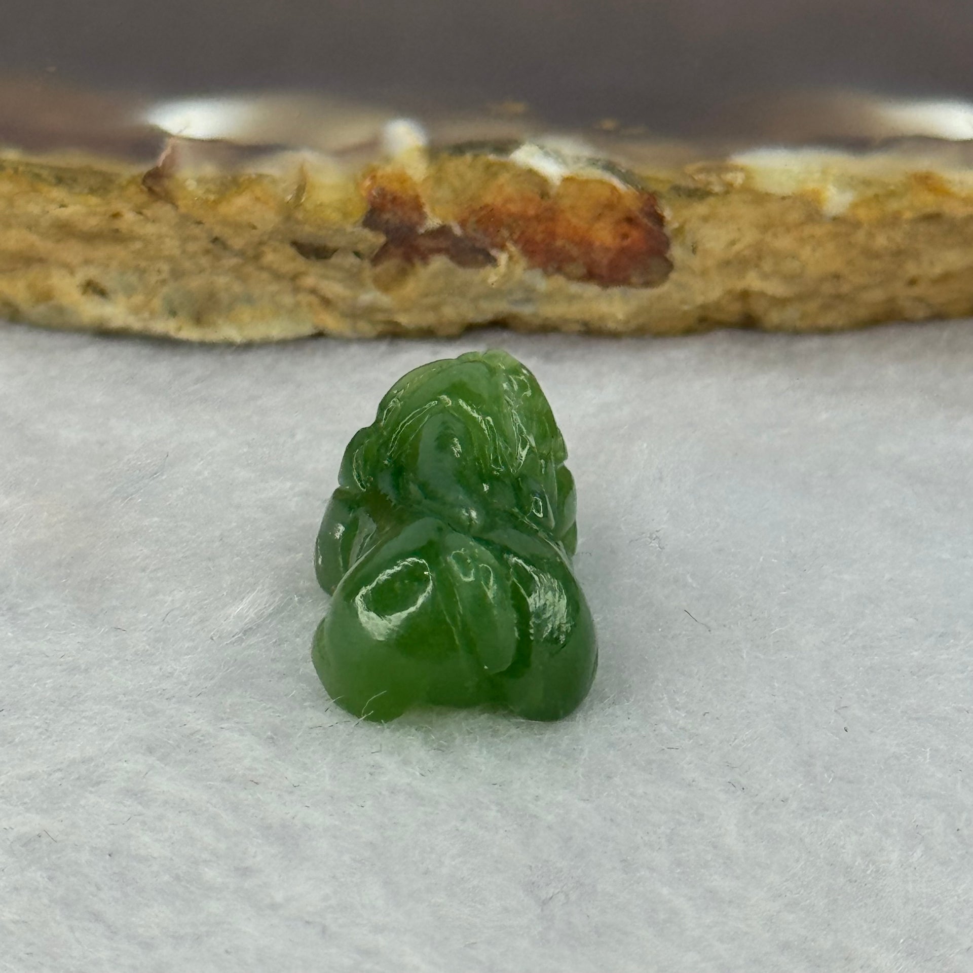 Natural Green Nephrite Pixiu Pendent 2.85g 17.9 by 11.4 by 9.6mm - Huangs Jadeite and Jewelry Pte Ltd