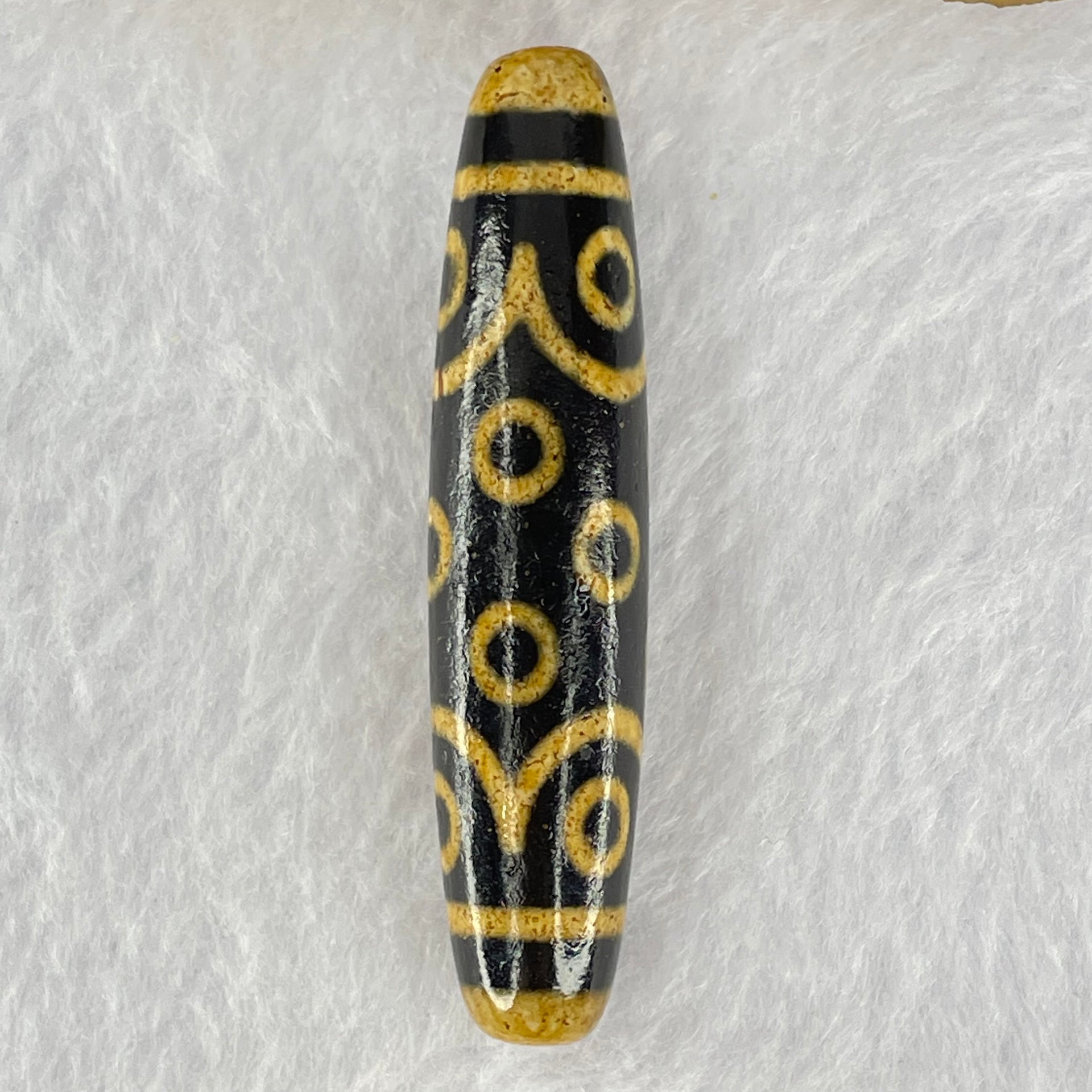 Natural Powerful Tibetan Old Oily Dark and Light Brown Agate 15 Eyes Dzi Bead Heavenly Master (Tian Zhu) 十五眼天诛 14.29g 58.3 by 13.2mm - Huangs Jadeite and Jewelry Pte Ltd