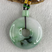 Natural Type A Green with Emerald Green and Lavender Piao Hua Jadeite Donut Pendant 91.56g 54.8 by 14.0mm - Huangs Jadeite and Jewelry Pte Ltd