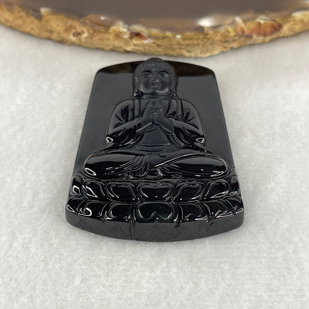 Certified Type A Opaque Black Omphacite Jadeite Vairocana Buddha Pendant | Cosmic Wisdom & Sheep/Monkey Zodiac Amulet (19.99g | 56.2 x 36.8 x 8.4mm)