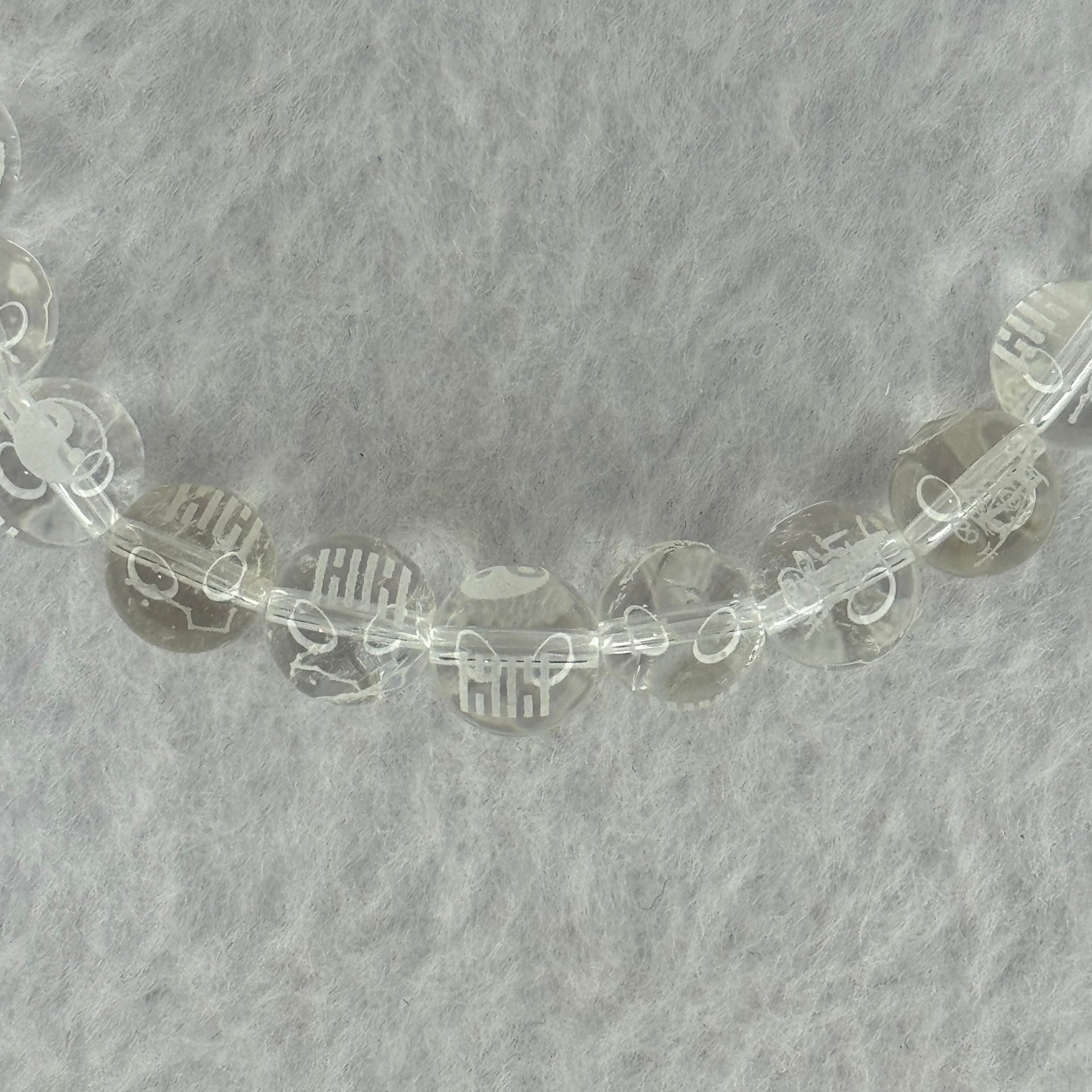Natural Clear Quartz Beads with Inscription Bracelet 17.87g 15cm 8.4mm 23 Beads - Huangs Jadeite and Jewelry Pte Ltd