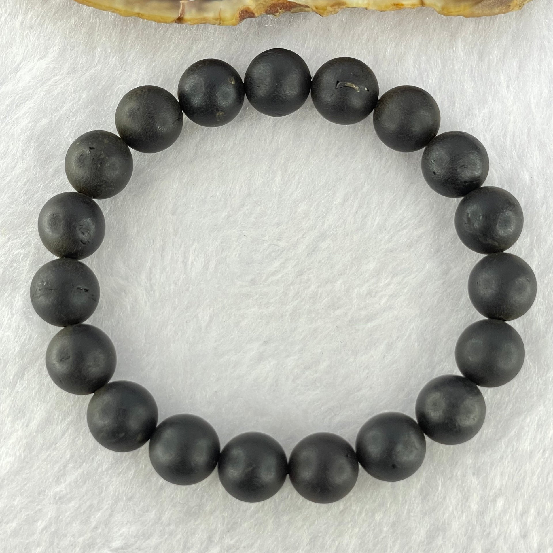 Natural Dark Matt Black Red Amber Beads Bracelet 10.86g 16cm 10.1mm 19 Beads - Huangs Jadeite and Jewelry Pte Ltd