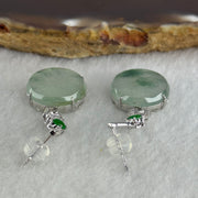 Type A Icy Faint Green with Blueish Green Piao Hua Jade Jadeite Earrings 18k White gold, diamonds and white sapphires 5.08g 33.6 by 14.8 by 5.2mm - Huangs Jadeite and Jewelry Pte Ltd