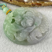Grandmaster Type A Lavender Green Jadeite Twin Bird And Flower Pendant 喜上眉梢 63.42g 52.5 by 52.5 by 12.1mm - Huangs Jadeite and Jewelry Pte Ltd