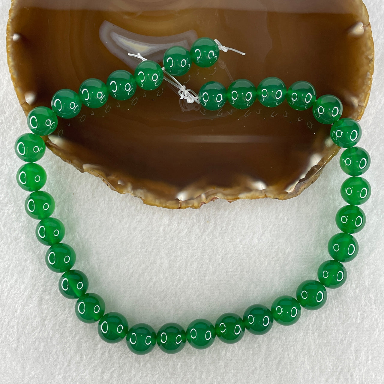 Certified Natural Green Agate Chalcedony Beads Loose Beads for Bracelet 79.62g 38cm 12.3mm 33 Beads