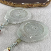 Grand Master Natural Colorless to Fain Green Jadeite Dragon and Phoenix Pendant 60.88g 54.8 by 47.9 by 6.0mm - Huangs Jadeite and Jewelry Pte Ltd