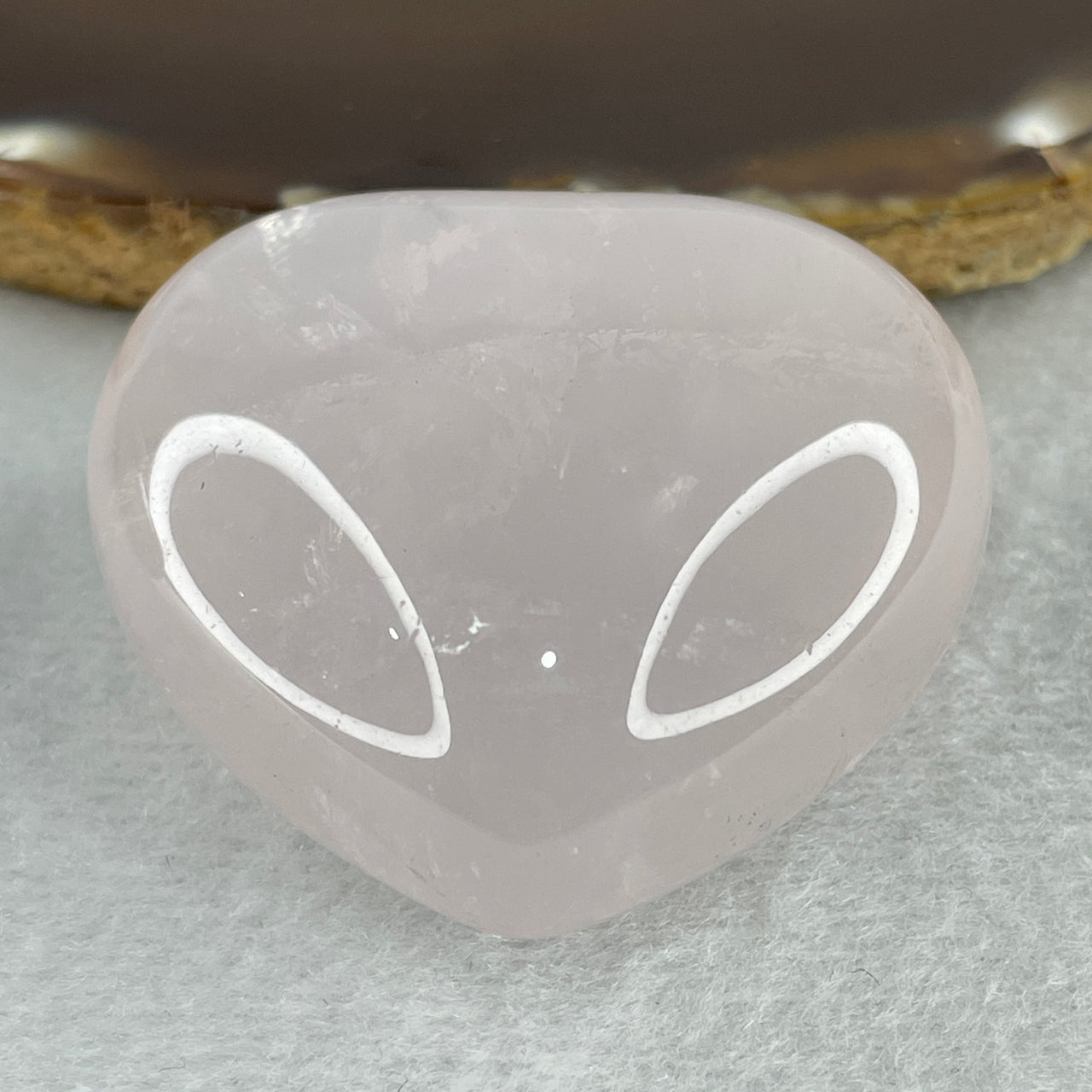 Average Grade Natural Rose Quartz Heart Shape Display 68.76g 43.2 by 44.9 by 25.4mm
