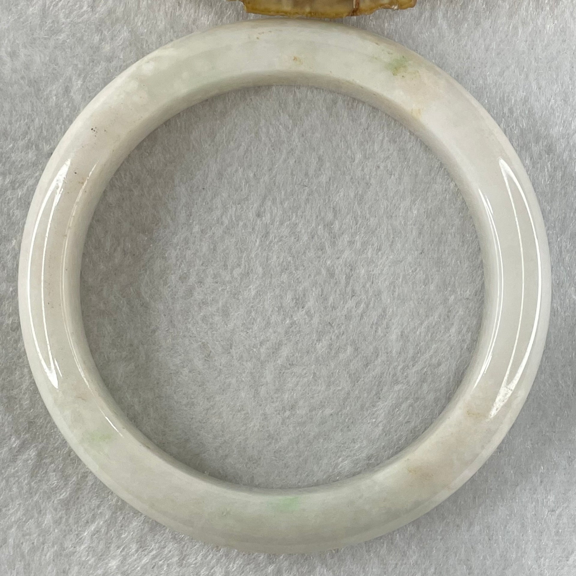 Type A Faint Lavender Green to White Jadeite Bangle 61.55g Internal Diameter 58.3mm 13.0 by 8.5mm (Slight External Roughs and Internal Lines) - Huangs Jadeite and Jewelry Pte Ltd
