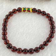Natural Dark Blood Red Amber Beads Bracelet 天然血珀手链 4.86g 15.5cm 6.2mm 28 Beads - Huangs Jadeite and Jewelry Pte Ltd