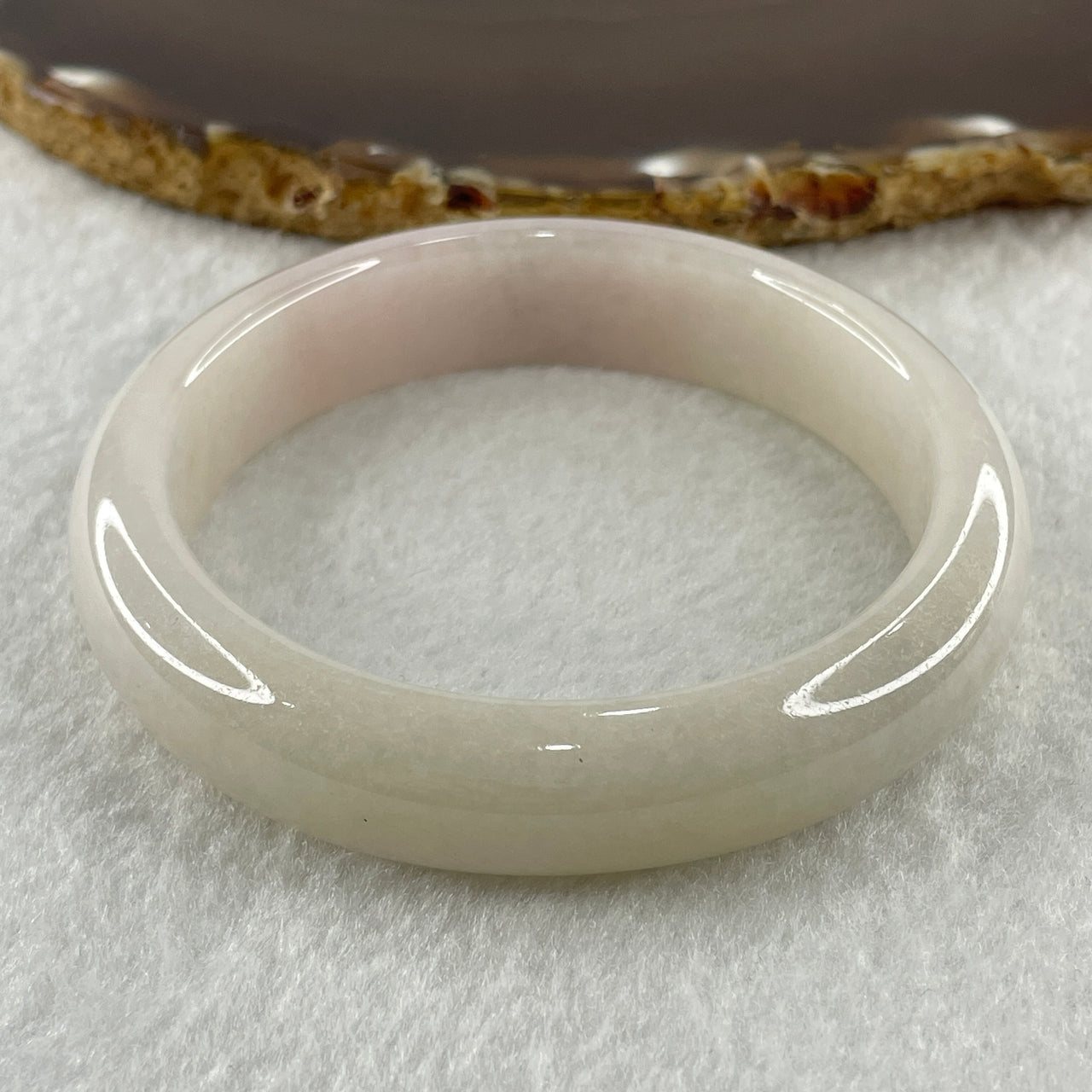 Certified Type A Natural Faint Lavender to White with Pinkish Jadeite Bangle 59.68g Inner Diameter 57.3mm 13.7 by 8.8mm (Close to Perfect)