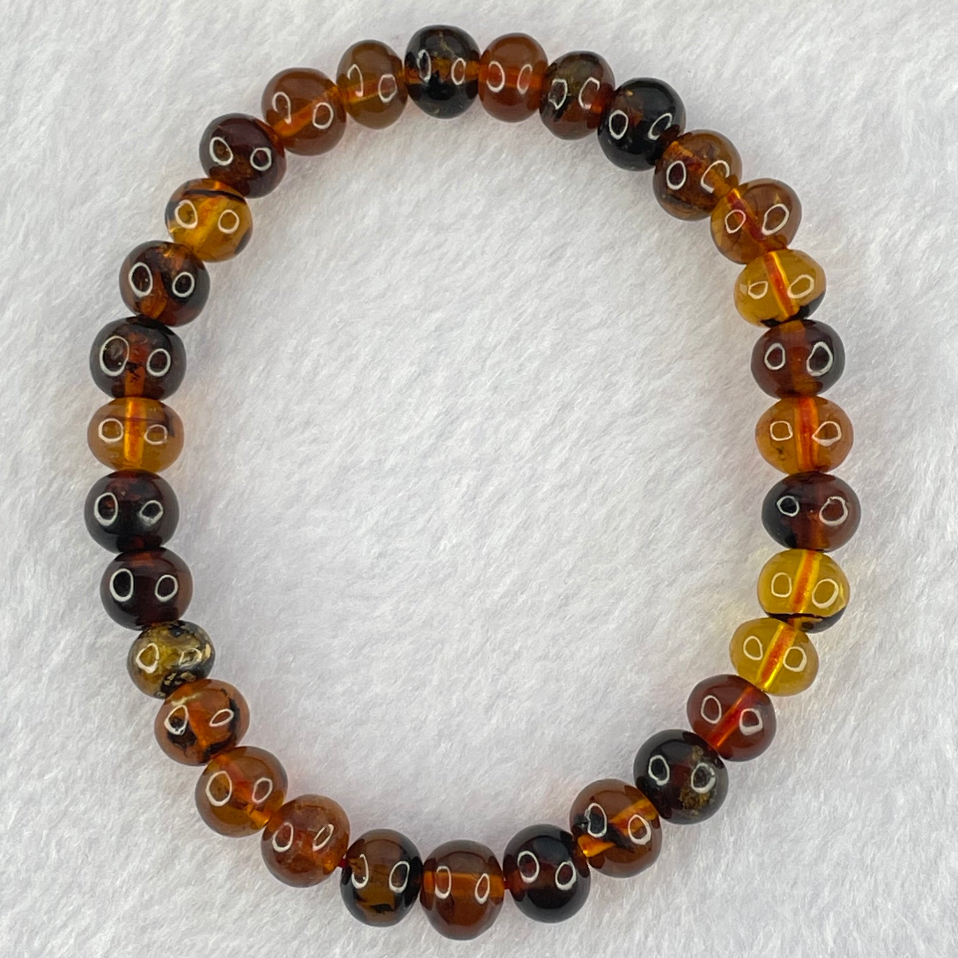Natural Mixed Amber Beads Bracelet 6.57g 16.5cm 8.0mm 31 Beads - Huangs Jadeite and Jewelry Pte Ltd