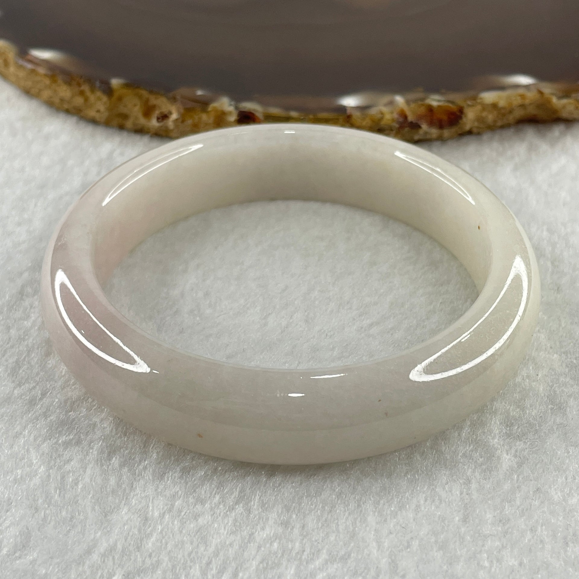 Certified Type A Natural Faint Lavender to White with Pinkish Jadeite Bangle 59.68g Inner Diameter 57.3mm 13.7 by 8.8mm (Close to Perfect) - Huangs Jadeite and Jewelry Pte Ltd