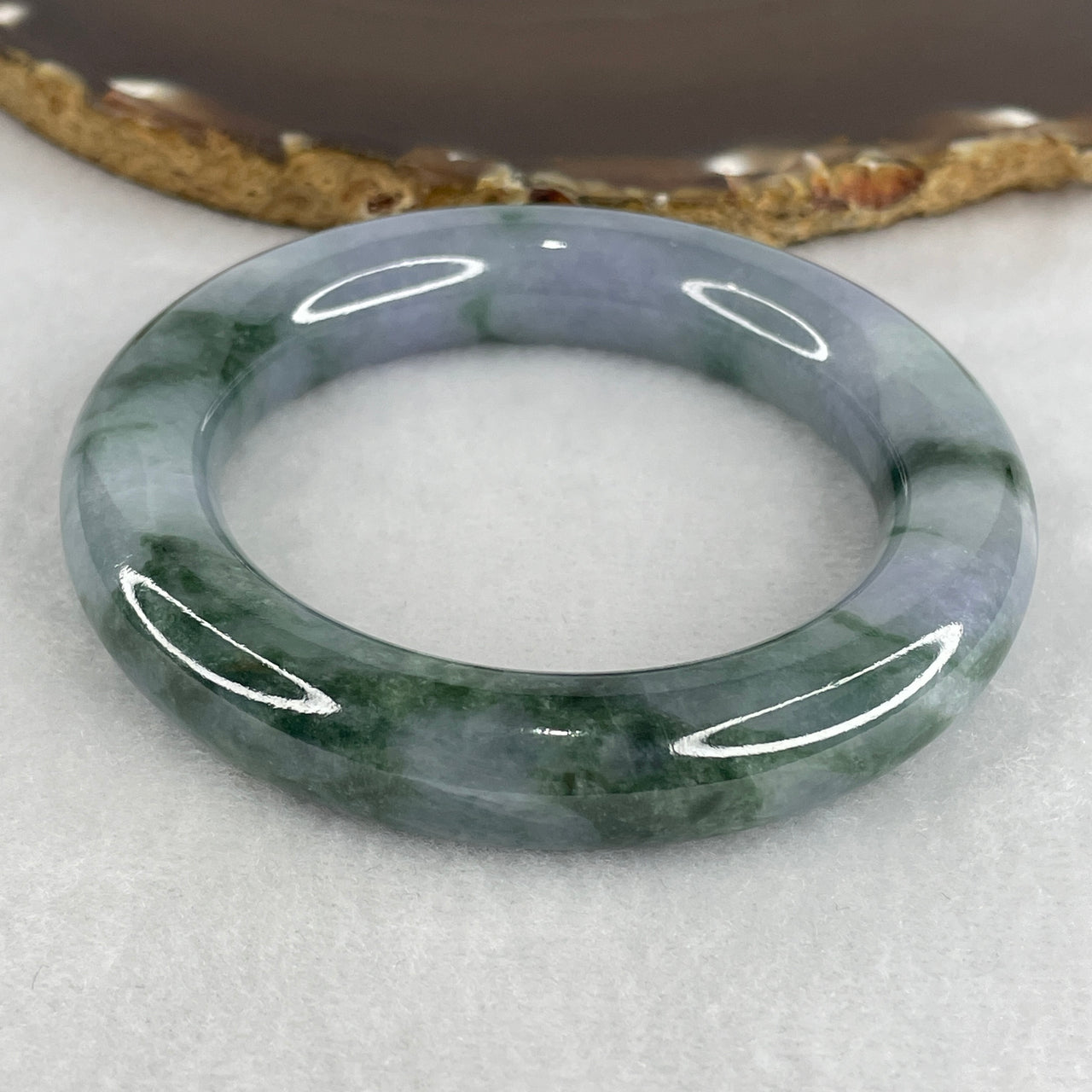 NGI Certified Type A Lavender with Green Piao Hua Jadeite Full Round Bangle | Untreated Regal Chun 带 绿 Yuan Bao Fei Cui Bangle (89.00g | Inner Diameter 54.0mm | 13.3 x 12.7mm) (Very Very Slight Internal Line)
