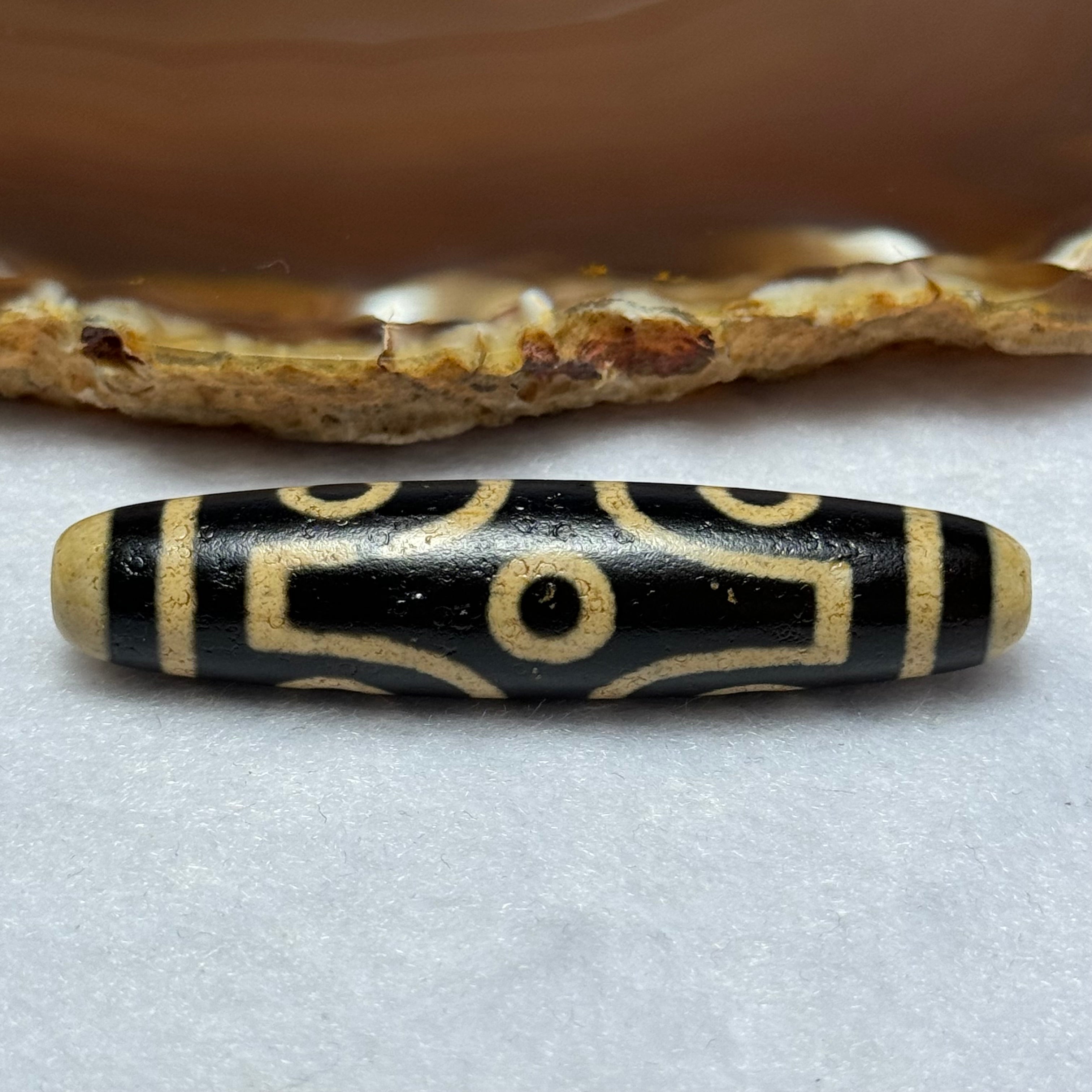 天然强力西藏老油性玛瑙六眼天珠天师（天珠）六眼天诛15.07 克58.5 x