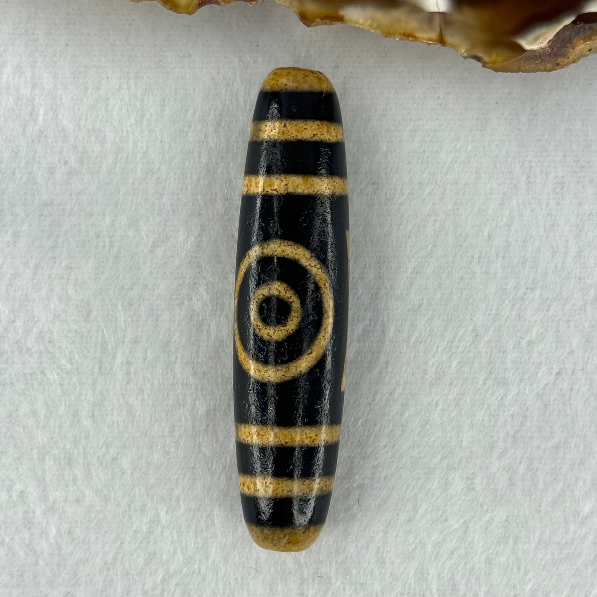 Natural Powerful Tibetan Old Oily Agate 2 Eyes Dzi Bead Heavenly Master (Tian Zhu) 二眼天诛 13.93g 54.8 by 12.9mm - Huangs Jadeite and Jewelry Pte Ltd