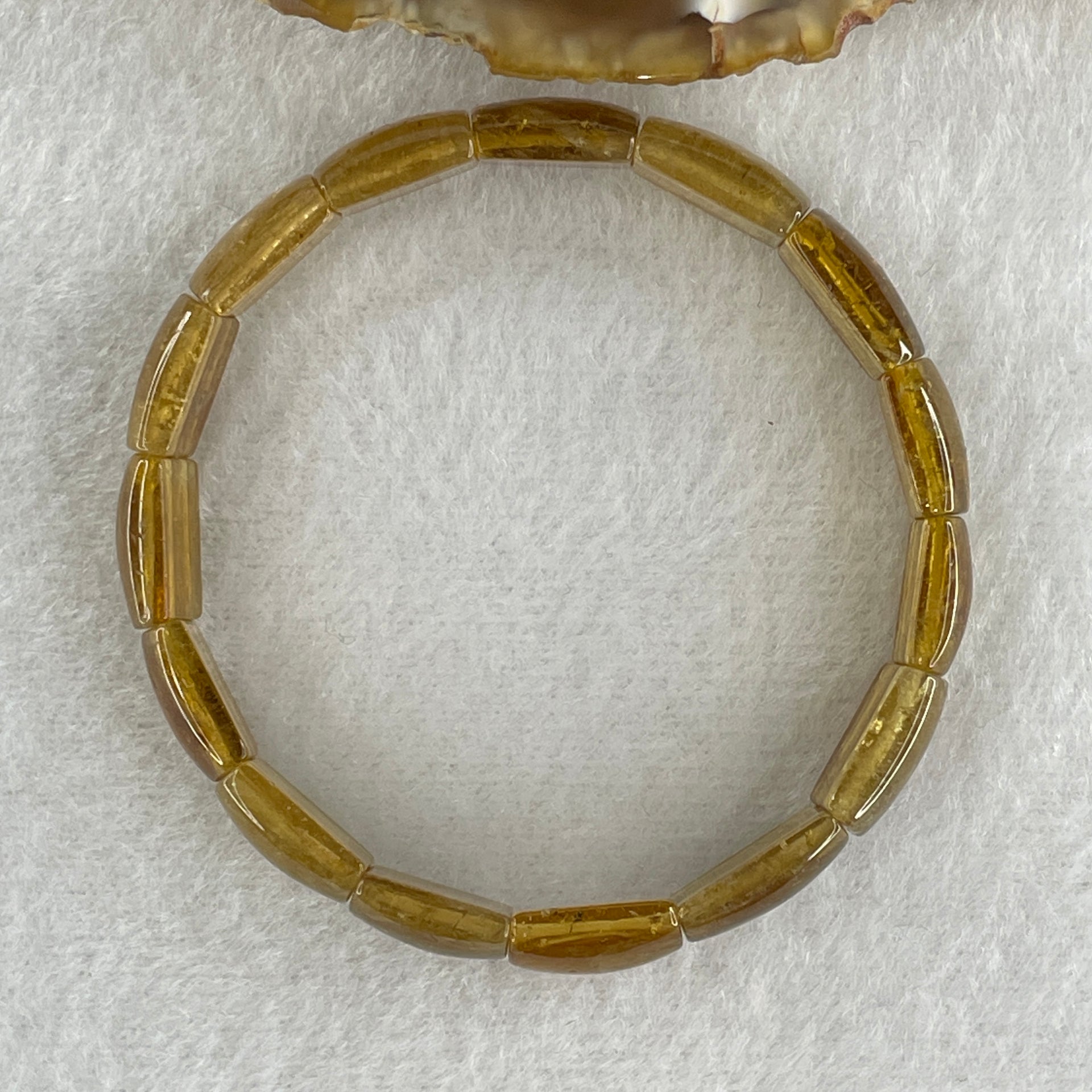 Natural Yellow Tourmaline Crystal Barrel Bracelet 15.90g 15cm 9.2 by 12.4 by 4.8mm 15Beads - Huangs Jadeite and Jewelry Pte Ltd