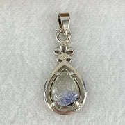 Good Grade Rare Natural Blue Dumortierite Rutilated Quartz in S925 Pendant 2.08g 9.5 by 7.2 by 3.0mm - Huangs Jadeite and Jewelry Pte Ltd