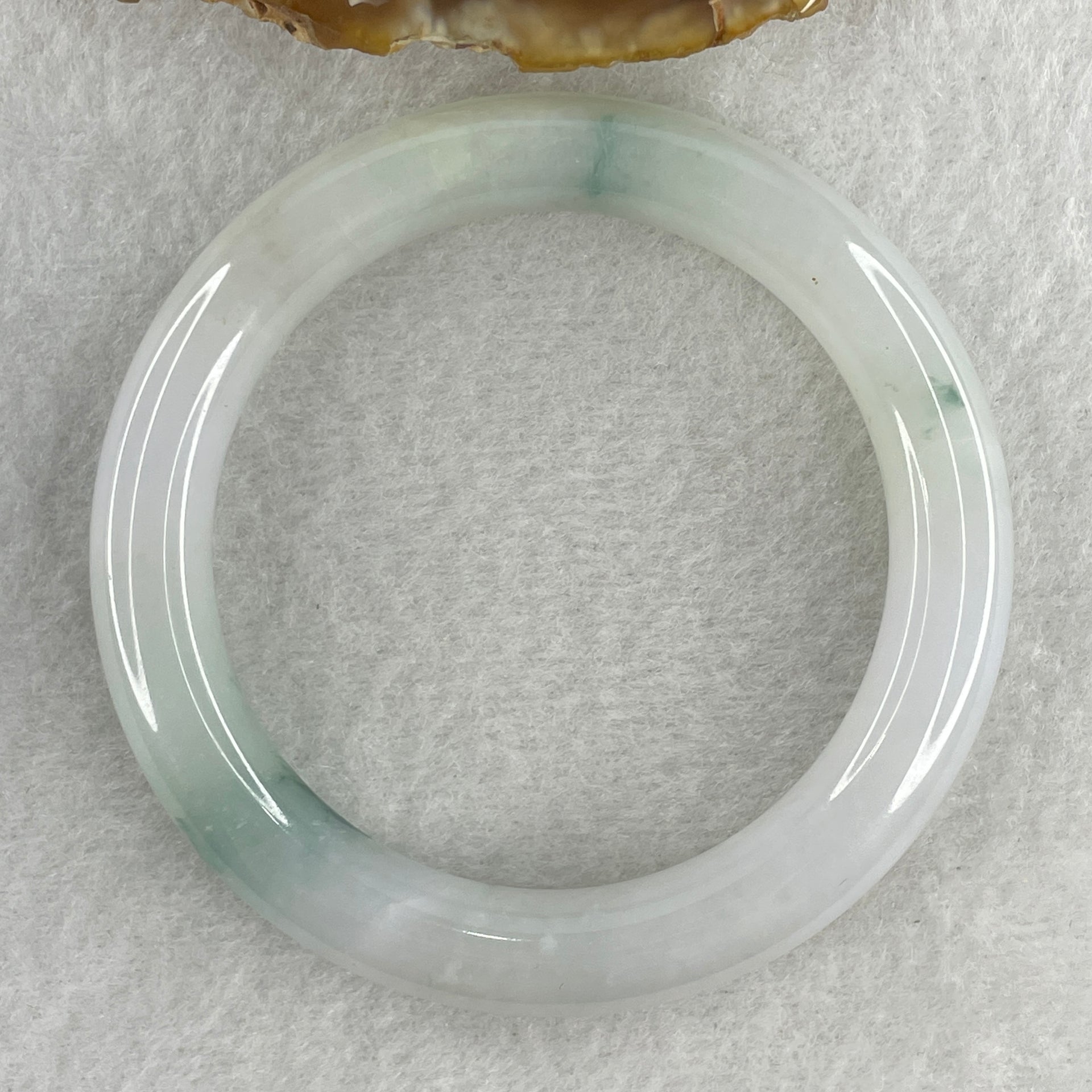 Type A Near White (Faint Lavender and Faint Green ) with Dark Green Piao Hua Jadeite Bangle Internal Diameter 51.8mm 48.04g 10.0 by 9.2mm (Very Slight Internal Lines ) - Huangs Jadeite and Jewelry Pte Ltd