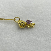 Natural Amethyst in Italy S925 Sliver Gold Color Necklace 2.21g 4.9 by 2.0mm - Huangs Jadeite and Jewelry Pte Ltd