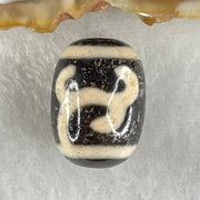 Natural Powerful Tibetan Old Oily Black White Agate Green Tara Dzi Bead Heavenly Master (Tian Zhu) 绿度母天珠 4.50g 17.7 by 12.9mm - Huangs Jadeite and Jewelry Pte Ltd
