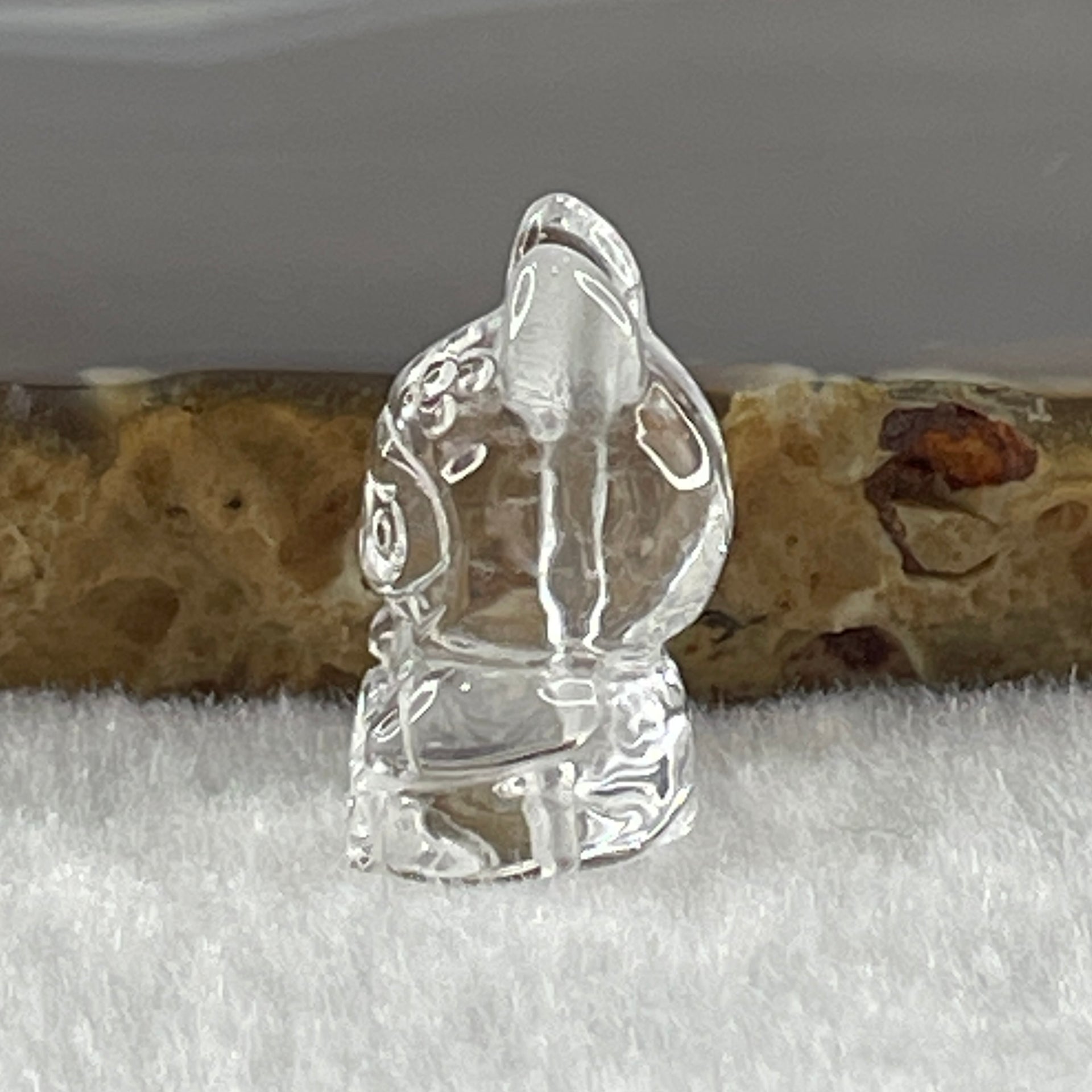 Natural Clear Quartz Labubu Charm Display 3.53g 19.4 by 12.1 by 11.0mm - Huangs Jadeite and Jewelry Pte Ltd