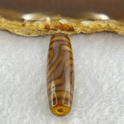 Natural Powerful Tibetan Old Oily Agate 2 Eyes Dzi Bead Heavenly Master (Tian Zhu) 二眼天诛 7.65g 39.6 by 11.3mm - Huangs Jadeite and Jewelry Pte Ltd