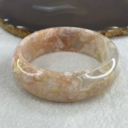 Natural Pinkish Flower Agate Bangle 85.96g Internal Diameter 62.5mm 23.1 by 9.1mm (Perfect) - Huangs Jadeite and Jewelry Pte Ltd