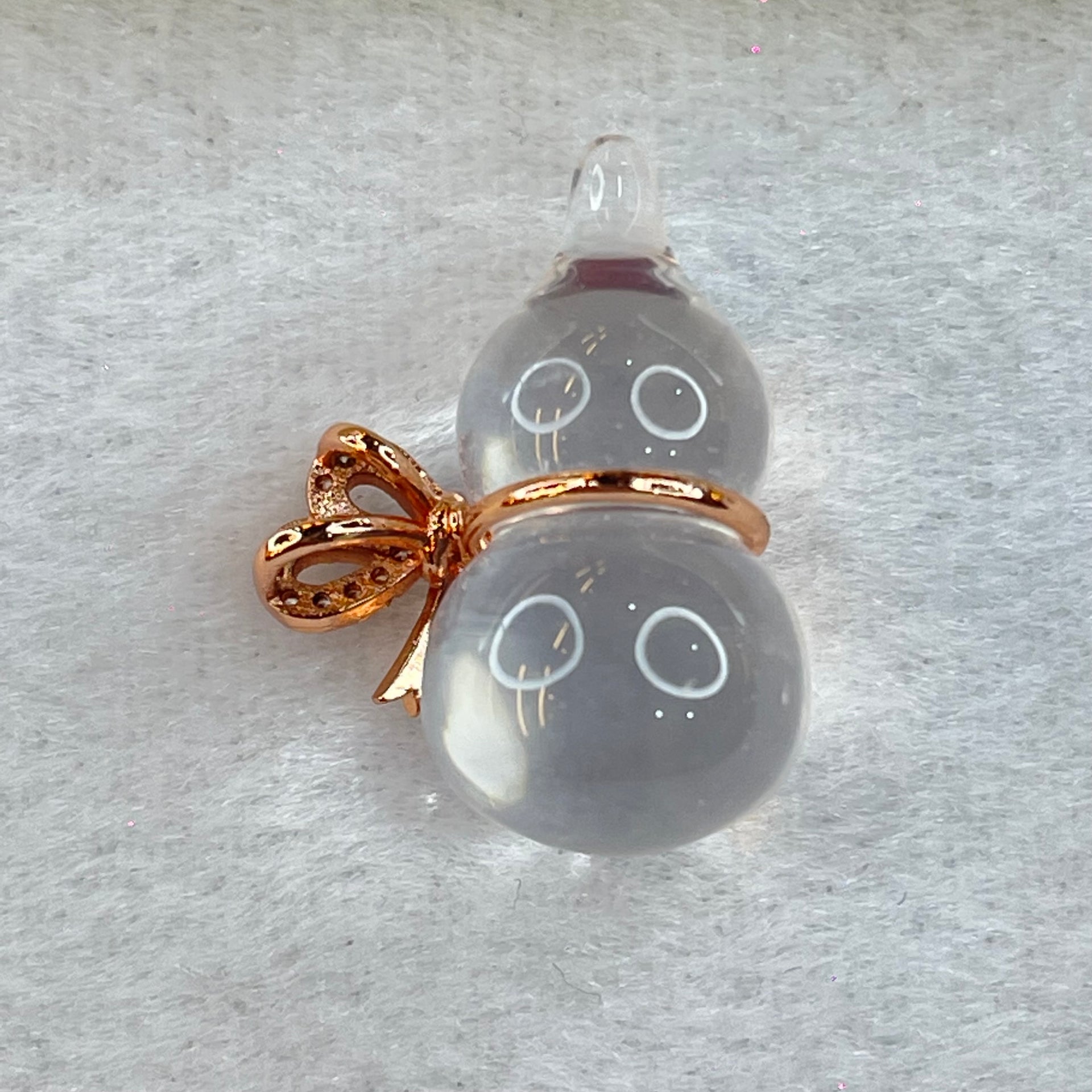 Natural Clear Quartz in Gold Color Hulu Charm Pendant 5.08g 24.16 by 12.8mm - Huangs Jadeite and Jewelry Pte Ltd