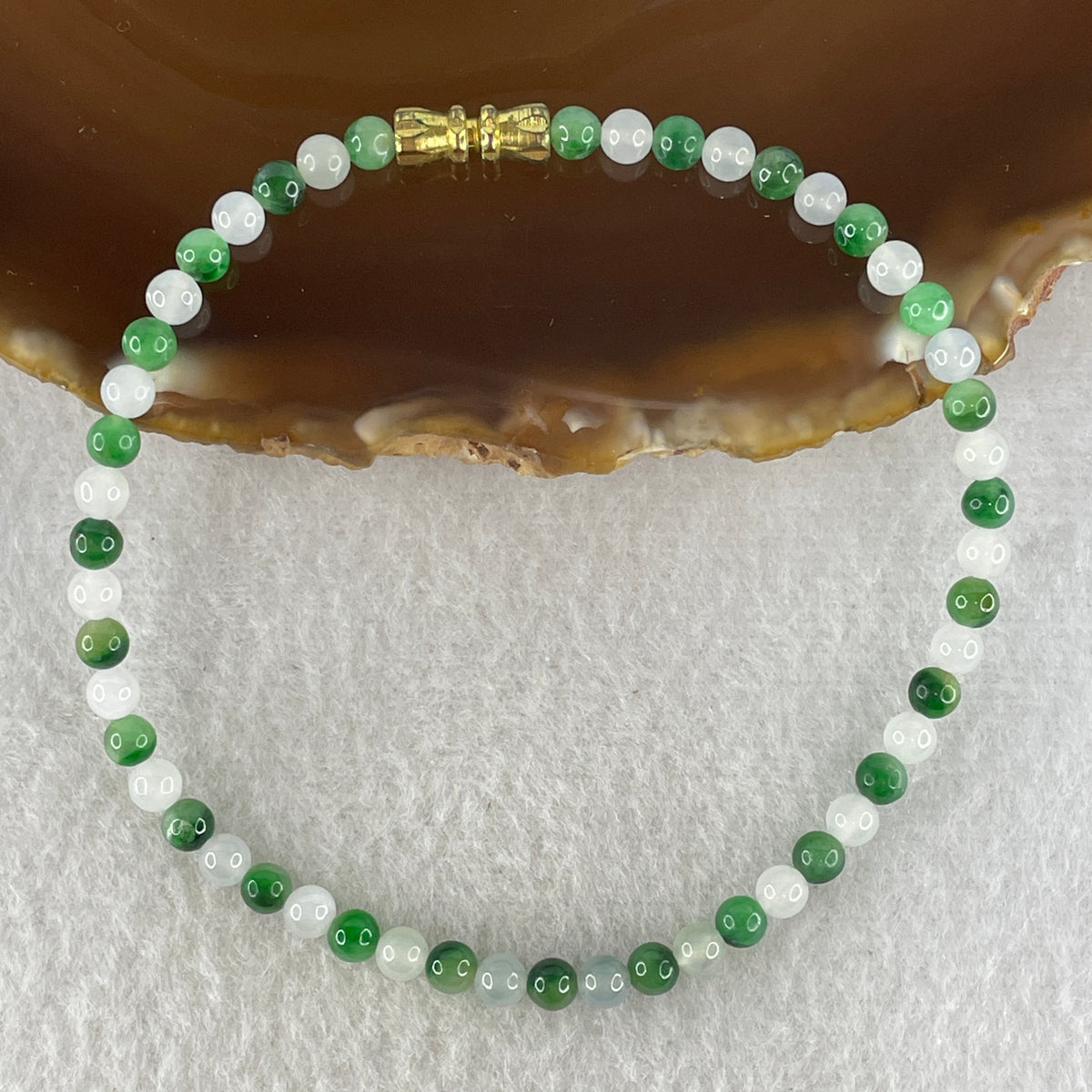 Natural Type A Semi Icy Old Mine Spicy Green & Lavender Jadeite Beads Bracelet | (6.88g | 19.5cm | 4.1mm x 49 Beads | Synergy, "Zi Qi Dong Lai" Noble Benefactor Magnet & Feng Shui Prosperity Catalyst)