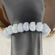 Certified High Grade Type A Full Intense Blueish Lavender Jadeite Lotus Flower Beads Bracelet 28.10g 11cm 10.7mm 20 Beads - Huangs Jadeite and Jewelry Pte Ltd
