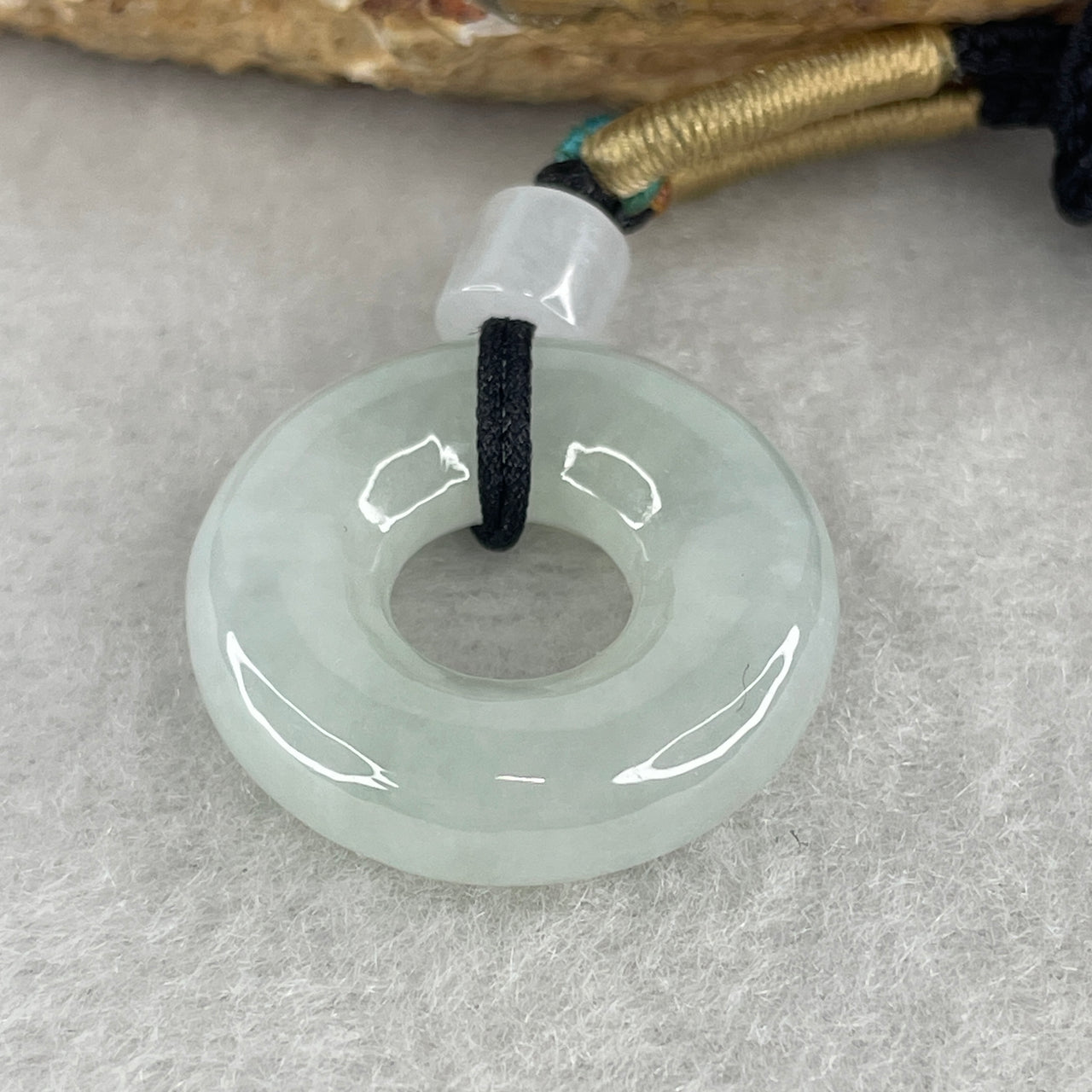 Natural Type A Light Mint Green Jadeite Ping An Kou Pendant | Substantial 23.3mm Classic Safe Journey Donut Statement Amulet (8.42g 23.3x6.0mm)