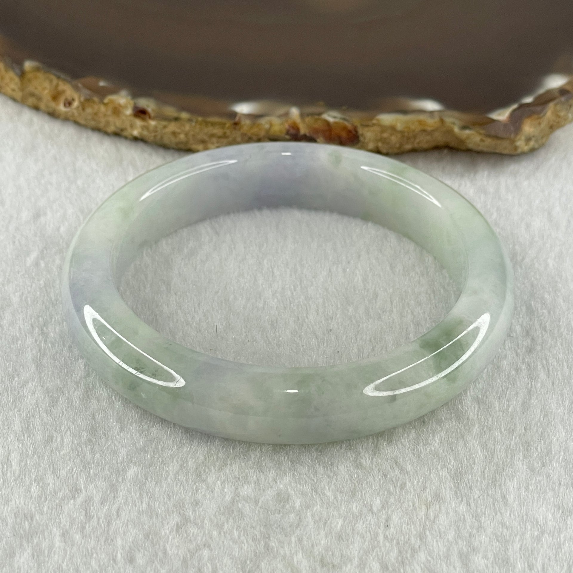 Natural Type A Jelly Light Lavender Light Green Jadeite Bangle 48.52g Inner Diameter 54.6mm 11.4 by 9.2mm (Internal Line) - Huangs Jadeite and Jewelry Pte Ltd